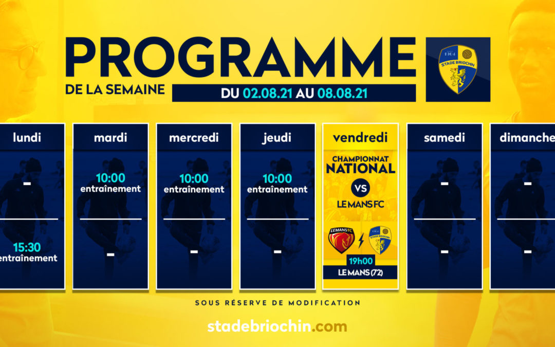 Programme de la semaine du 02/08 au 08/08