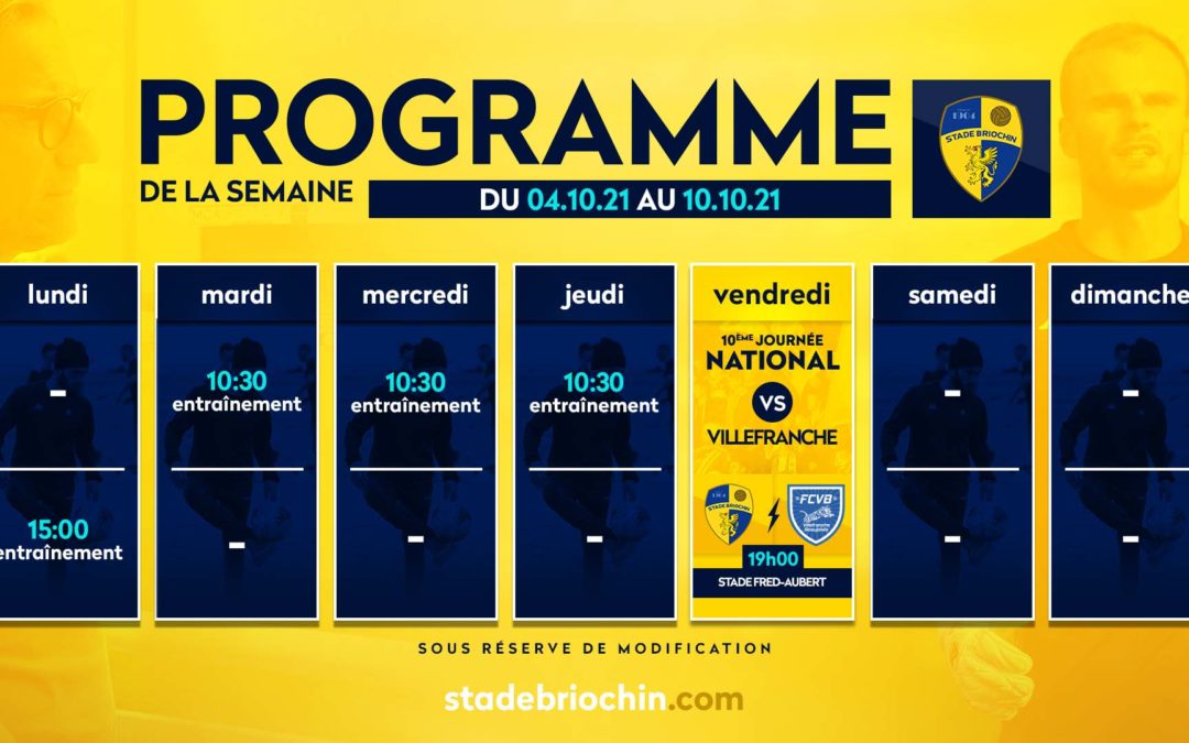 Programme de la semaine